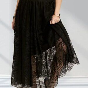 ✨NWT  ADORA Elastic Waist Raw Hem‎ Lace Maxi Skirt